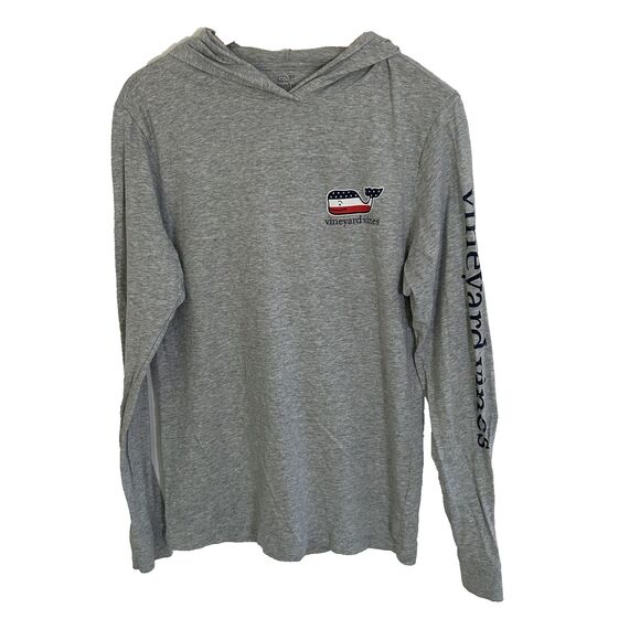 Vineyard Vines Hooded Long Sleeve Shirt Size Small Patriotic American Flag Men's - Picture 2 of 7